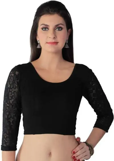 Cotton Spandex Net Sleeves Readymade Stretchable Blouses