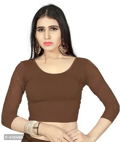 Cotton Spandex Women's Readymade Stretchable blouse ( Free Size - 30 to 36 ) ( Net Sleeve )