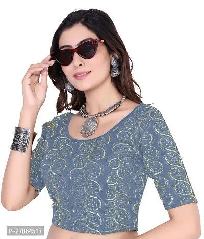 Readymade Sequence Round Neck Stretchable Blouse-thumb4