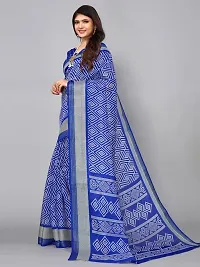 SICHI Women's Knit Cotton Blend Saree (2703S683N_Royal Blue  White)-thumb1