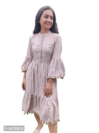 Women's Fancy Tunic Style Kurti (XX-Large, Light Brown)