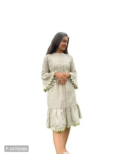 Women's Fancy Tunic Style Kurti (Large, Light Green)-thumb0