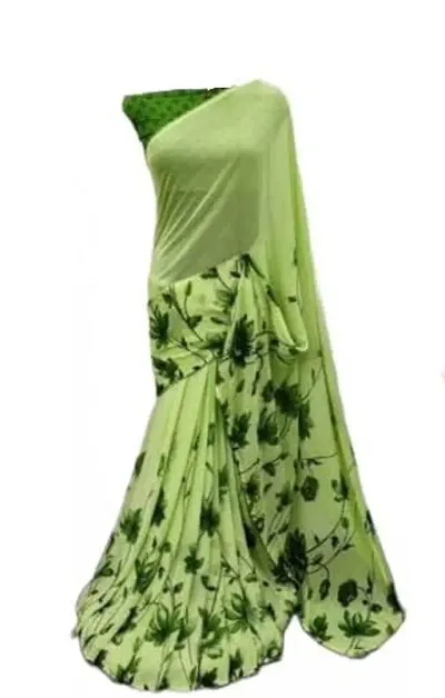 Women Saree Georgette | Blouse Fabric : Georgette (green)