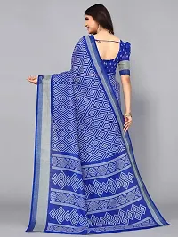 SICHI Women's Knit Cotton Blend Saree (2703S683N_Royal Blue  White)-thumb2