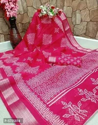 Stylish Cotton Printed Saree With Blouse-thumb0