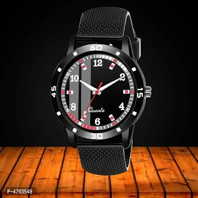 Black Dial Pu Belt Men  Watch-thumb0