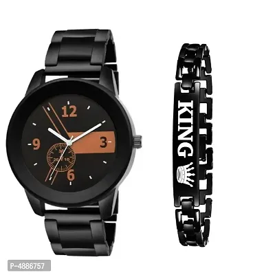 New Black And Black Buy Watch Get Bracelet Free For Men  Boy-thumb0