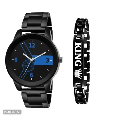 New Black And Black Buy Watch Get Bracelet Free For Men  Boy