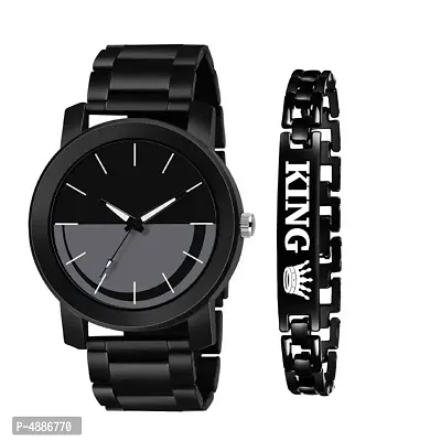 New Black And Black Buy Watch Get Bracelet Free For Men  Boy-thumb0