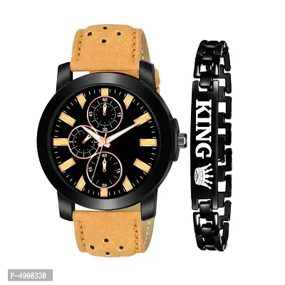 Black and Black King breslet Watch For Men & Boy