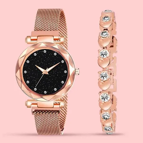New Magnetic Strap Analog Watches for Women with free Bracelet