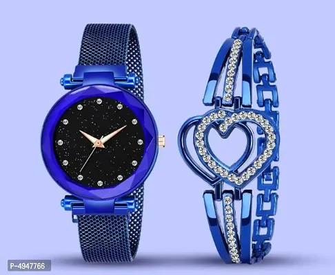 Blue Magnetic Color Heart Pattern Diamond Blue Color For Women-thumb0