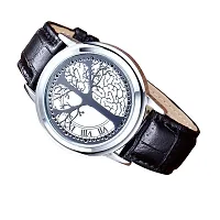 Touch Screen Watch Unique Cool Watch Wish Tree Brain/ Silver Dial Watch with Soft Leather Strap Black Band-thumb3