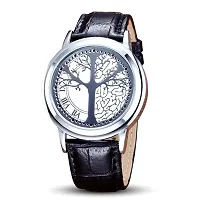 Touch Screen Watch Unique Cool Watch Wish Tree Brain/ Silver Dial Watch with Soft Leather Strap Black Band-thumb4