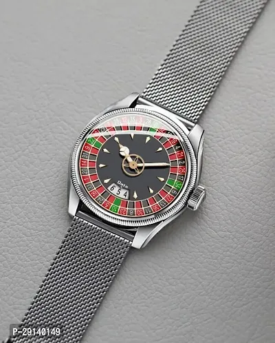 New Stylist 3D Glass Date Function Multicolor Dial Chain Strap Man Watch