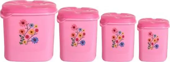 Kitchen Grocery Storage Container 4 Pcs Combo Set With BPA-Free, Dispenser Air Tight Box For Fridge And Multipurpose Usages.3000Ml, 2000Ml, 1000Ml, 500Ml (Pink)-thumb1