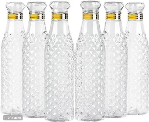 New Model Crystal Diamond Texture Plastic Water Bottle 1000 ml White (Pack Of 6)-thumb0