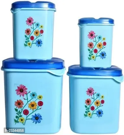 Kitchen Grocery Storage Container 4 Pcs Combo Set With BPA-Free, Dispenser Air Tight Box For Fridge And Multipurpose Usages.3000Ml, 2000Ml, 1000Ml, 500Ml (Blue)-thumb0