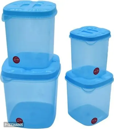 Kitchen Grocery Storage Container 4 Pcs Combo Set With BPA-Free, Dispenser Air Tight Box For Fridge And Multipurpose Usages.3000Ml, 2000Ml, 1000Ml, 500Ml (Blue)-thumb0