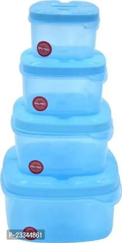 Kitchen Grocery Storage Container 4 Pcs Combo Set With BPA-Free, Dispenser Air Tight Box For Fridge And Multipurpose Usages . 250 Ml, 500 Ml, 750 Ml, 1000 Ml (Blue)-thumb0