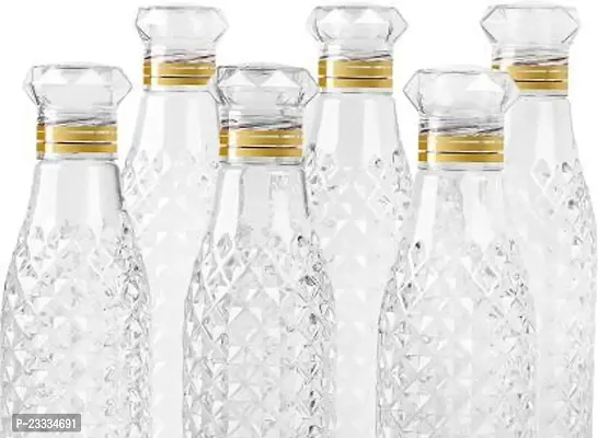 New Model Crystal Diamond Texture Plastic Water Bottle 1000 ml White (Pack Of 6)-thumb3