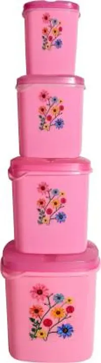 Kitchen Grocery Storage Container 4 Pcs Combo Set With BPA-Free, Dispenser Air Tight Box For Fridge And Multipurpose Usages.3000Ml, 2000Ml, 1000Ml, 500Ml (Pink)-thumb2