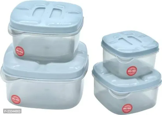 Kitchen Grocery Storage Container 4 Pcs Combo Set With BPA-Free, Dispenser Air Tight Box For Fridge And Multipurpose Usages . 250 Ml, 500 Ml, 750 Ml, 1000 Ml (Grey)-thumb0