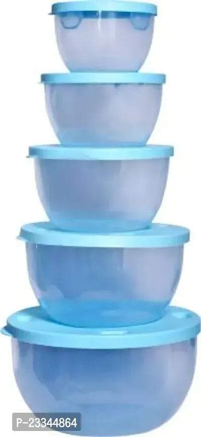 Kitchen Grocery Storage Container 5 Pcs Combo Set With BPA-Free, Dispenser Air Tight Box For Fridge And Multipurpose Usages. 1500 Ml, 1000 Ml, 700 Ml, 500 Ml, 300 Ml (Blue)-thumb0