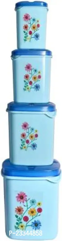 Kitchen Grocery Storage Container 4 Pcs Combo Set With BPA-Free, Dispenser Air Tight Box For Fridge And Multipurpose Usages.3000Ml, 2000Ml, 1000Ml, 500Ml (Blue)-thumb2