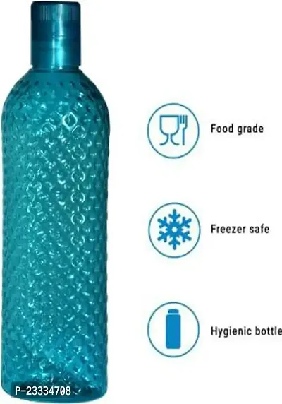 New Model Crystal Diamond Texture Plastic Water Bottle Multicolor, 1000 ml (Pack Of 6)-thumb2