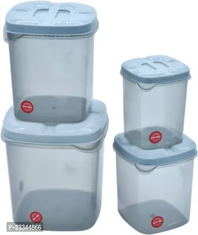 Kitchen Grocery Storage Container 4 Pcs Combo Set With BPA-Free, Dispenser Air Tight Box For Fridge And Multipurpose Usages.3000Ml, 2000Ml, 1000Ml, 500Ml (Grey)-thumb0