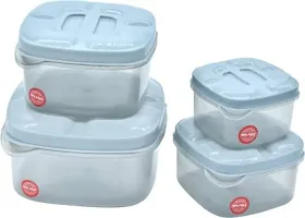 Kitchen Grocery Storage Container 4 Pcs Combo Set With BPA-Free, Dispenser Air Tight Box For Fridge And Multipurpose Usages . 250 Ml, 500 Ml, 750 Ml, 1000 Ml (Grey)-thumb1