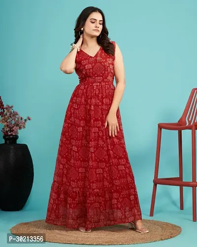 Beautiful Indo-western Red Bollywood Georgette Gown