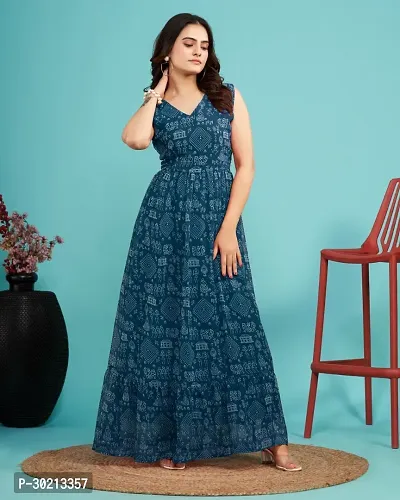 Beautiful Indo-western Blue Bollywood Georgette Gown