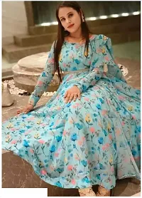 Exclusive Designer Multicolor Printed Gown for Women's-thumb2