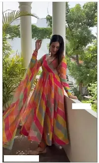 Exclusive Designer Multicolor Printed Gown for Women's-thumb1