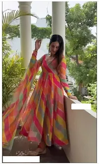 Exclusive Designer Multicolor Printed Gown for Women's-thumb1