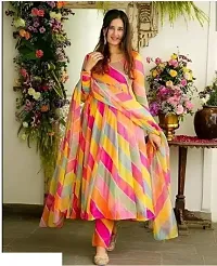 Exclusive Designer Multicolor Printed Gown for Women's-thumb3