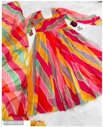 Exclusive Designer Multicolor Printed Gown for Women's-thumb5