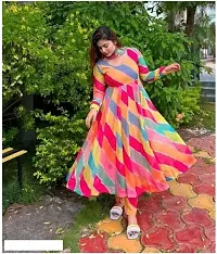 Exclusive Designer Multicolor Printed Gown for Women's-thumb2