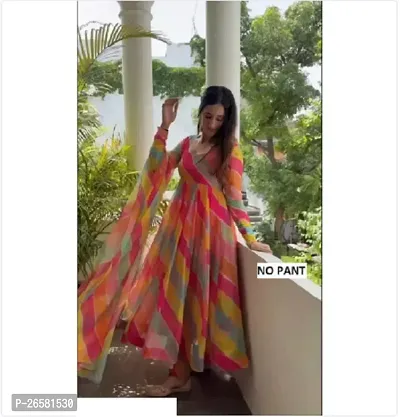 Exclusive Designer Multicolor Printed Gown for Women's-thumb2