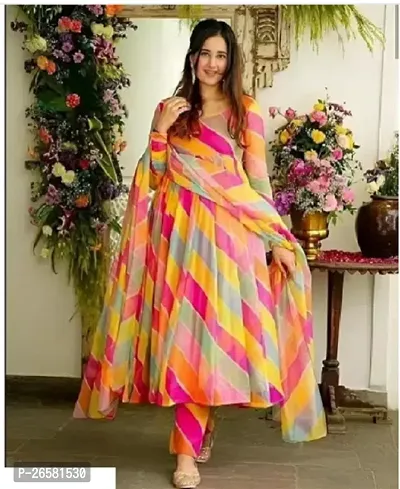 Exclusive Designer Multicolor Printed Gown for Women's-thumb3