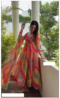 Exclusive Designer Multicolor Printed Gown for Women's-thumb3