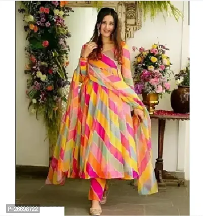 Exclusive Designer Multicolor Printed Gown for Women's-thumb0