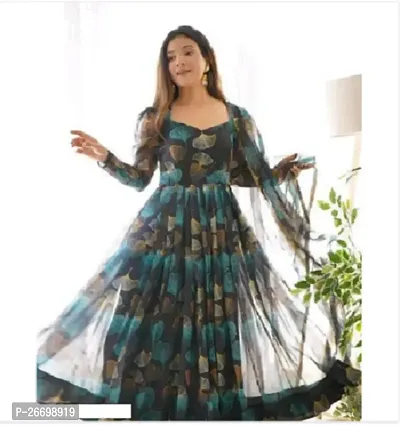 Exclusive Designer Multicolor Printed Gown for Women's-thumb3