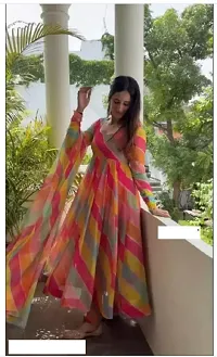 Exclusive Designer Multicolor Printed Gown for Women's-thumb3