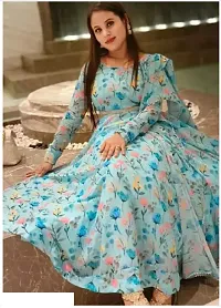 Exclusive Designer Multicolor Printed Gown for Women's-thumb2