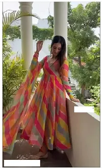 Exclusive Designer Multicolor Printed Gown for Women's-thumb2