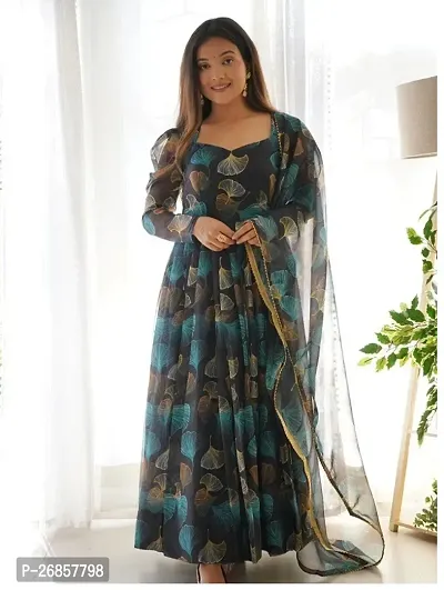 Classic Printed Rayon Gown for Women-thumb0