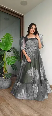 Stylish Georgette Printed Ethnic Gown